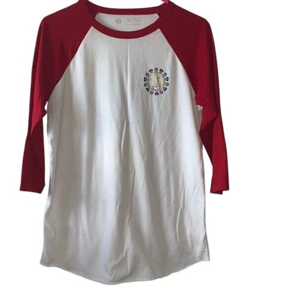 Bobs For Dogs Baseball Raglan Tee Shirt Red & White S - Picture 1 of 7